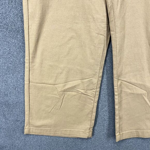 Flamingo Pants Womens Medium Tan Khaki Wide Leg Crop Mid Rise - Picture 7 of 16